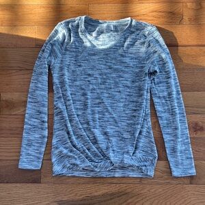 Loft Outlet - Gray and White Marled Long Sleeve Shirt - Small Petite